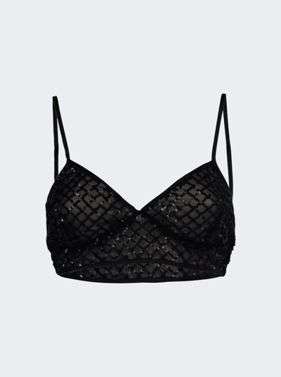 La Semaine Cropped Bra Top In Black Paillettes