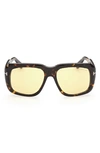 Tom Ford 57mm Square Sunglasses In Coloured Havana / Brown