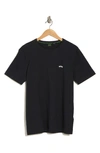 Hugo Boss Cotton Curved Logo T-shirt In Dark Blue