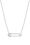 Effy Diamond Safety Pin Necklace In Sterling Silver