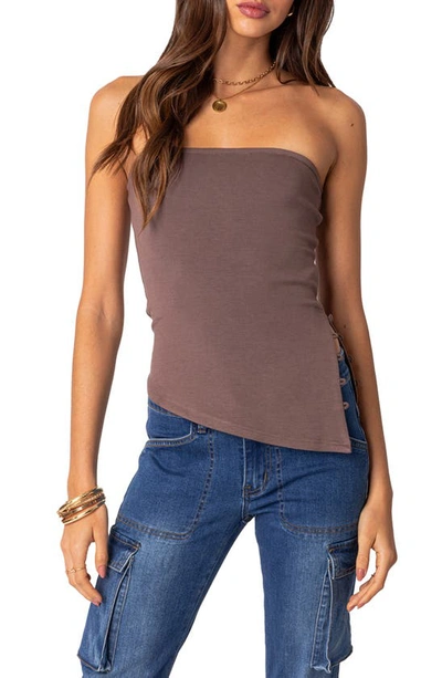 Edikted Women's Silvia Asymmmetric Hem Top In Mocha