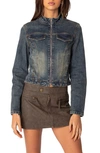 Edikted Scorpio Washed Denim Jacket In Blue