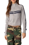 Shop Edikted Roxanne Front Zip Sweatshirt In Gray-melange