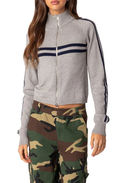 Edikted Women's Roxanne Zip Up Knit Cardigan In Gray-melange