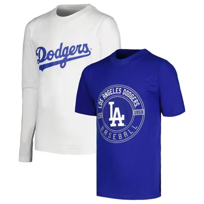 Stitches Kids' Big Boys  Royal, White Los Angeles Dodgers T-shirt Combo Set In Royal,white