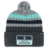 47 '47 GRAY SEATTLE KRAKEN STACK PATCH CUFFED KNIT HAT WITH POM