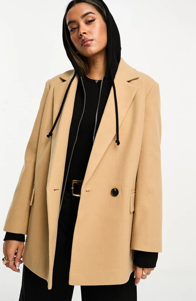 Asos Design Melton Boyfriend Jacket In Camel-brown