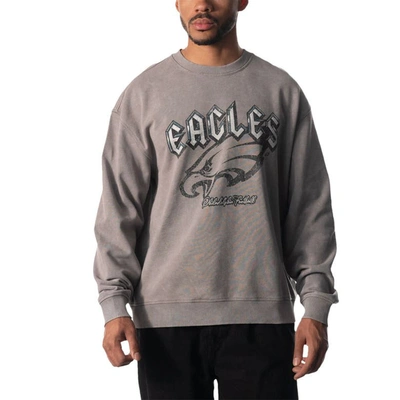 THE WILD COLLECTIVE UNISEX THE WILD COLLECTIVE GRAY PHILADELPHIA EAGLES DISTRESSED PULLOVER SWEATSHIRT