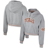 The Wild Collective Heather Gray Texas Longhorns Cropped Shimmer Pullover Hoodie In Heather Gray