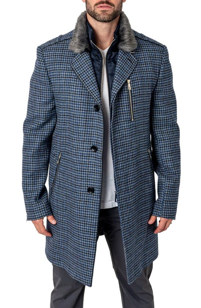 Maceoo Captain Houndstooth Peacoat With Bib In Blue