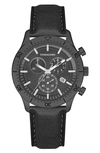 FERRAGAMO MASTER LEATHER STRAP CHRONOGRAPH WATCH, 43MM