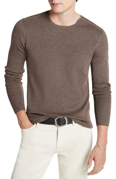 John Varvatos Leira Ribbed Wool & Silk Crewneck Sweater In Elephant