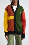 HOUSE OF AAMA ANANSI SPIDER COLORBLOCK WOOL CARDIGAN