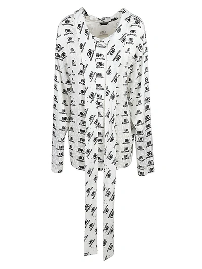 Balenciaga Garde Robe Bb-jacquard Silk Blouse In White