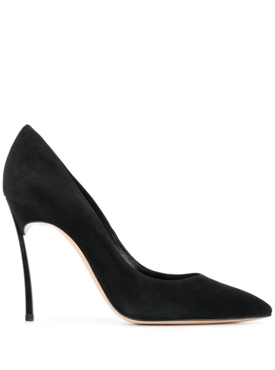 Casadei Blade Black Suede Pumps  Woman