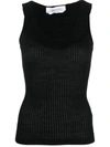 Blumarine Ribbed Top In Black