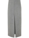 Patou Stripe-pattern Virgin Wool Midi Skirt In Grey