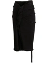 RICK OWENS DRKSHDW RICK OWENS DRKSHDW DENIM MIDI SKIRT