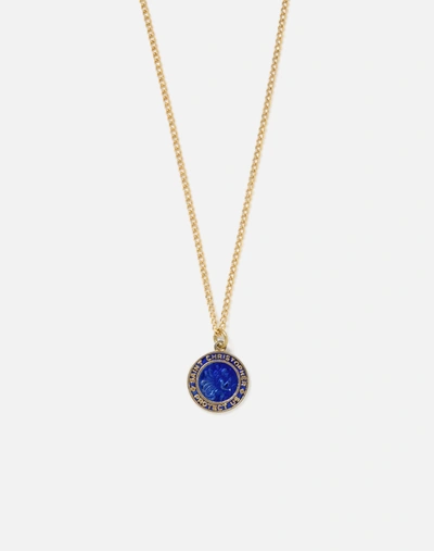 Marketplace 70s Gold Plated St Christopher Necklace In Blue
