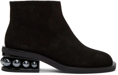 Nicholas Kirkwood Black Casati Pearl Suede Ankle Boots