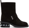 NICHOLAS KIRKWOOD NICHOLAS KIRKWOOD BLACK SUEDE CASATI PEARL BIKER BOOTS