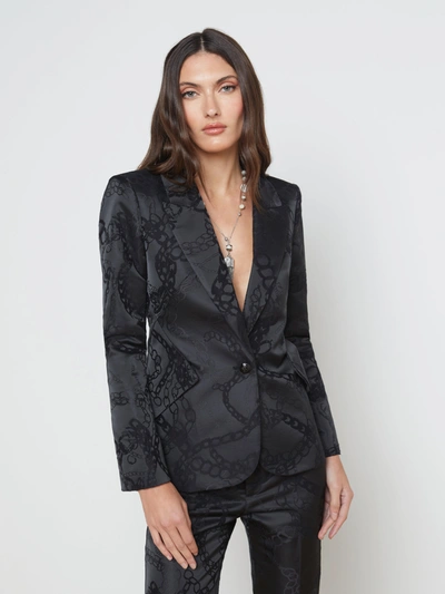 L Agence Chamberlain Blazer In Black Multi Grunge Chain