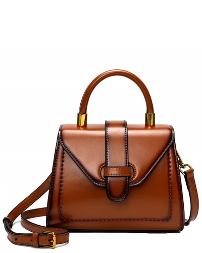 Tiffany & Fred Smooth & Polished Leather Top-handle Foldover Satchel In Brown
