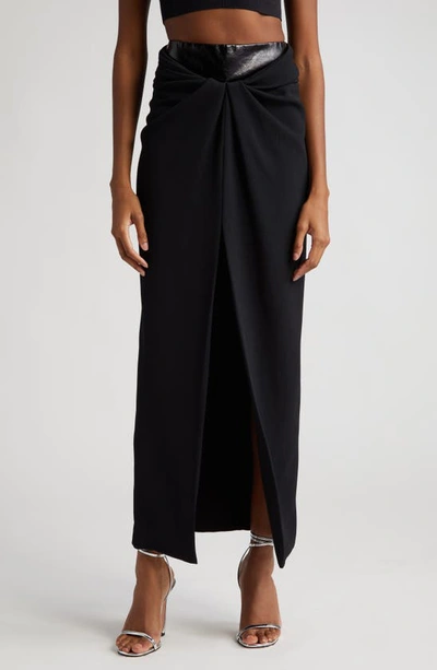 Brandon Maxwell The Nora Glazed Leather Maxi Skirt In Black