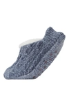 Memoi Cable Chenille Fleece Lined Slipper Socks In Denim