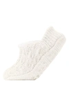 Memoi Cable Chenille Fleece Lined Slipper Socks In Ivory