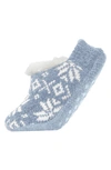 Memoi Xoxo Nordic Pattern Fleece Lined Slipper Socks In Denim