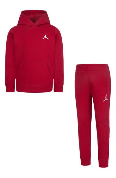 Jordan Mj Essentials Fleece Pullover Set Little Kids 2-piece Hoodie Set In Gym Red/red