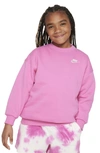 Nike Sportswear Club Fleece Big Kids' (girls') Oversized Sweatshirt In Pink