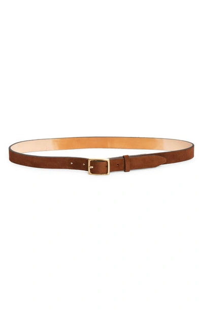 Rag & Bone Baby Boyfriend Kid Suede & Nickel Belt In Chestnut Suede