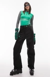 Topshop Sno Straight Leg Ski Pants In Black In Black