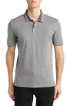 Hugo Boss Mercerized-cotton Polo Shirt With Contrast Tipping In Grey