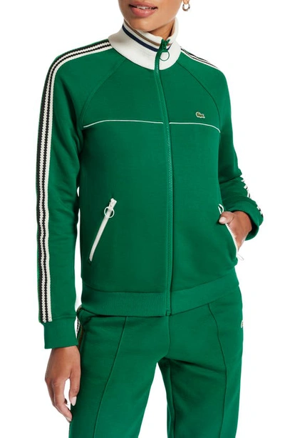 Lacoste Stripe Track Jacket In Green