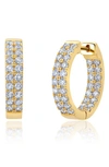 CRISLU DOUBLE ROW CUBIC ZIRCONIA INSIDE OUT HUGGIE HOOP EARRINGS