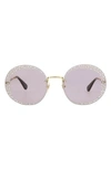 Gucci 61mm Round Sunglasses In Gold Violet