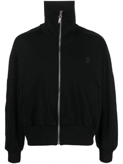 Youths In Balaclava Logo-embroidered Zip-up Sweatshirt In Black