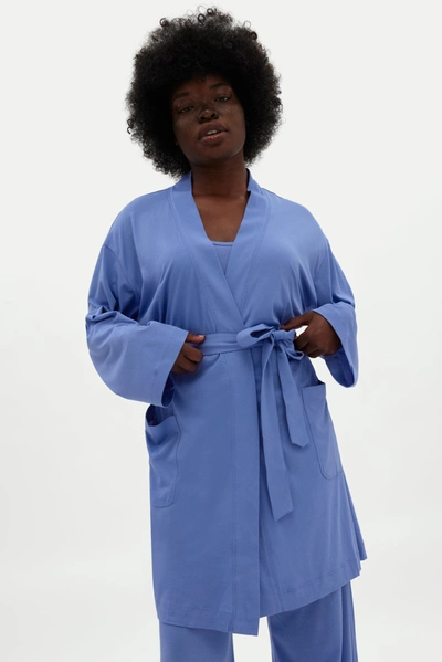 Girlfriend Collective Water Lily Dream Robe In Blue