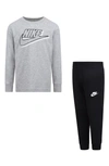 Nike Kids' Swoosh Long Sleeve Tee & Fleece Joggers Set In Black