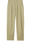 Burberry Petite Box-pleat Cotton Trousers In Hunter