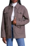 Avec Les Filles Zip-up Utility Jacket In Chocolate