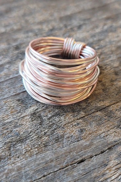 A Blonde And Her Bag Marcia Wire Wrap Ring In Rose Gold In Silver