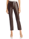 ANINE BING CONNOR WOMENS LEATHER HIGH RISE ANKLE PANTS