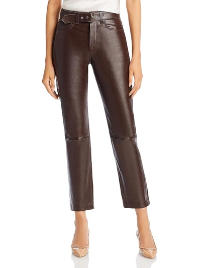 Anine Bing Connor Womens Leather High Rise Ankle Pants In Brown