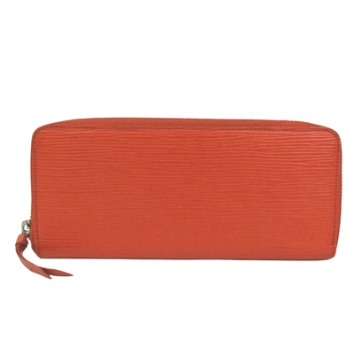Pre-owned Louis Vuitton Portefeuille Clémence Leather Wallet () In Orange