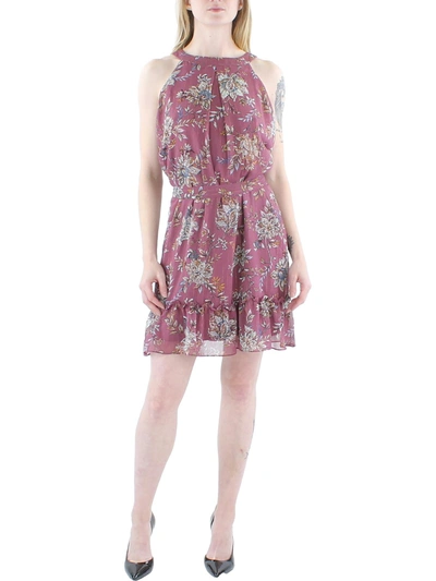 Bcx Juniors Womens Metallic Floral Halter Dress In Multi