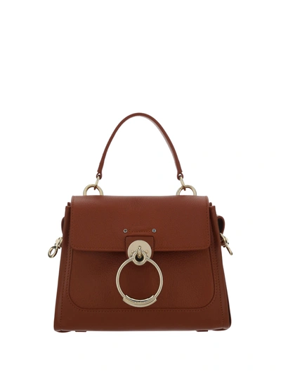 Chloé Calf Leather Tess Women's Handbag In Brown